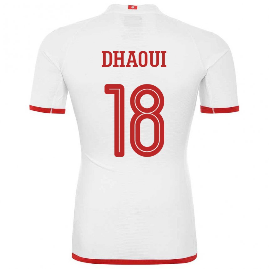 Mann Tunisias Mouhamed Dhaoui #18 Hvit Bortetrøye Drakt Trøye 22-24 Skjorter T-skjorte