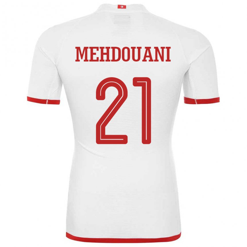 Mann Tunisias Firas Mehdouani #21 Hvit Bortetrøye Drakt Trøye 22-24 Skjorter T-skjorte