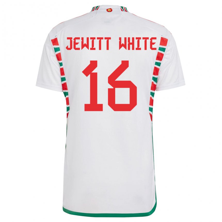 Mann Wales Harry Jewitt White #16 Hvit Bortetrøye Drakt Trøye 22-24 Skjorter T-skjorte