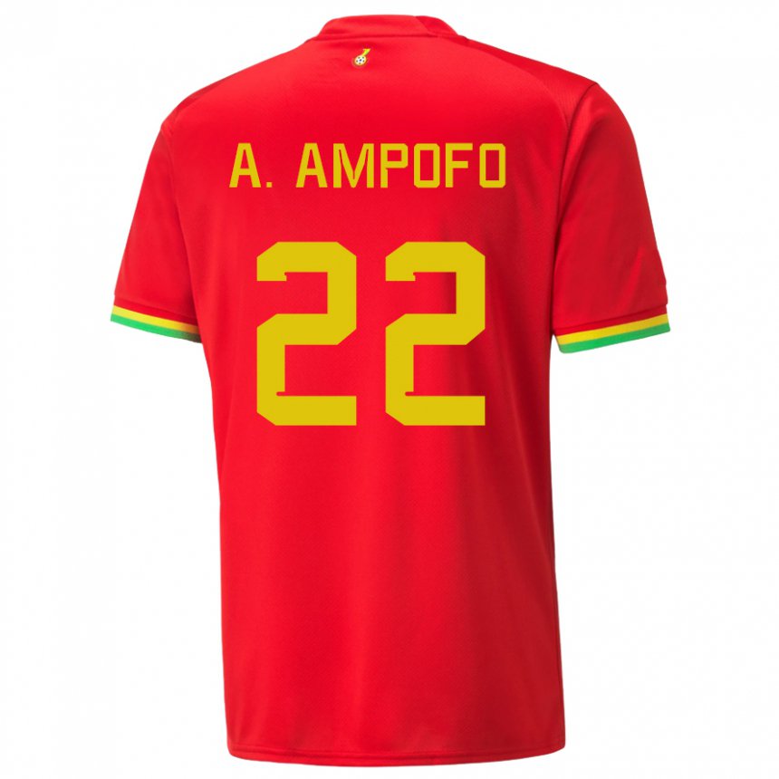 Mann Ghanas Eugene Amankwah Ampofo #22 Rød Bortetrøye Drakt Trøye 22-24 Skjorter T-skjorte