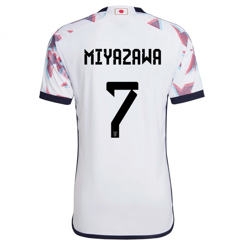 Mann Japans Hinata Miyazawa #7 Hvit Bortetrøye Drakt Trøye 22-24 Skjorter T-skjorte