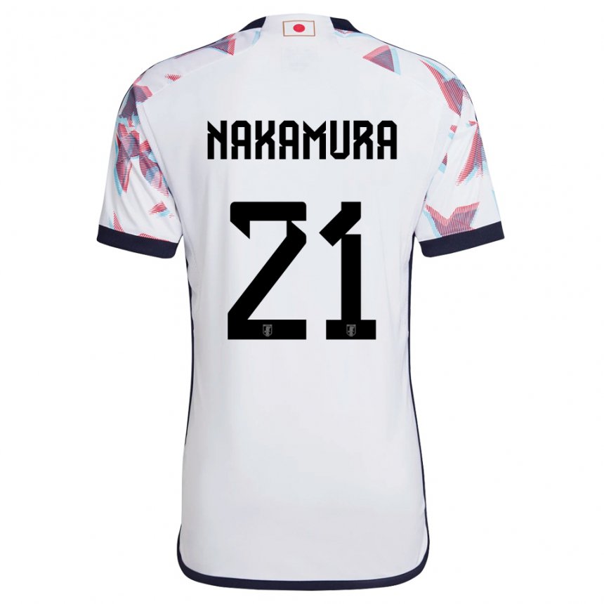 Mann Japans Jiro Nakamura #21 Hvit Bortetrøye Drakt Trøye 22-24 Skjorter T-skjorte