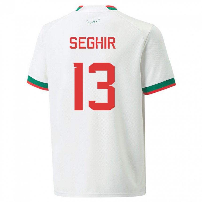 Mann Marokkos Sabah Seghir #13 Hvit Bortetrøye Drakt Trøye 22-24 Skjorter T-skjorte