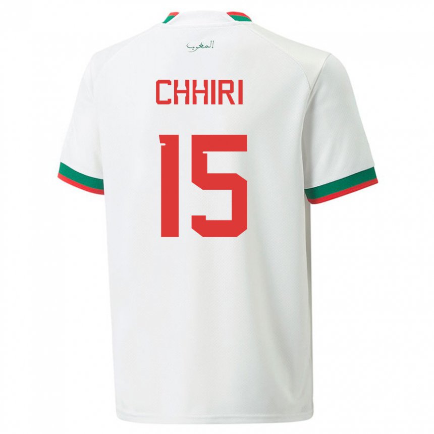 Mann Marokkos Ghizlane Chhiri #15 Hvit Bortetrøye Drakt Trøye 22-24 Skjorter T-skjorte