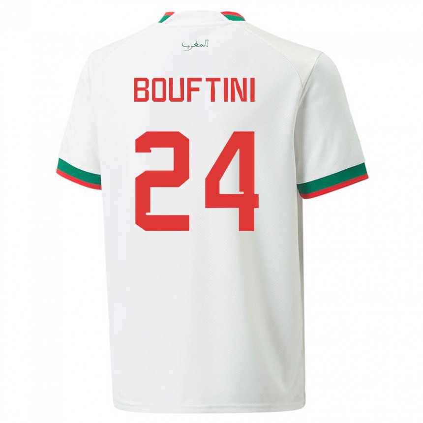 Mann Marokkos Sofia Bouftini #24 Hvit Bortetrøye Drakt Trøye 22-24 Skjorter T-skjorte