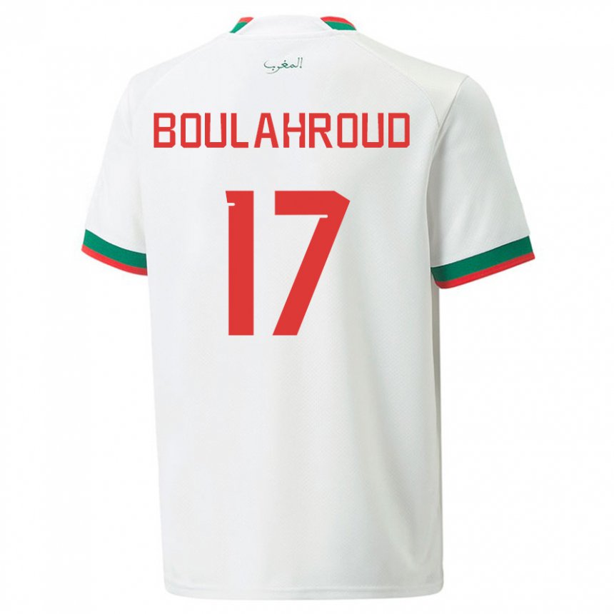 Mann Marokkos Charaf Eddine Boulahroud #17 Hvit Bortetrøye Drakt Trøye 22-24 Skjorter T-skjorte