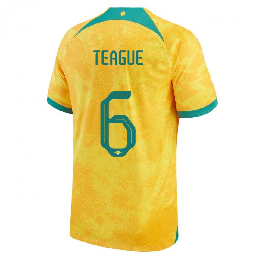 Dame Australias Ryan Teague #6 Gylden Hjemmetrøye Drakt Trøye 22-24 Skjorter T-skjorte