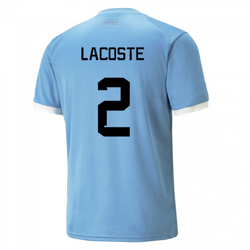 Dame Uruguays Stephanie Lacoste #2 Blå Hjemmetrøye Drakt Trøye 22-24 Skjorter T-skjorte