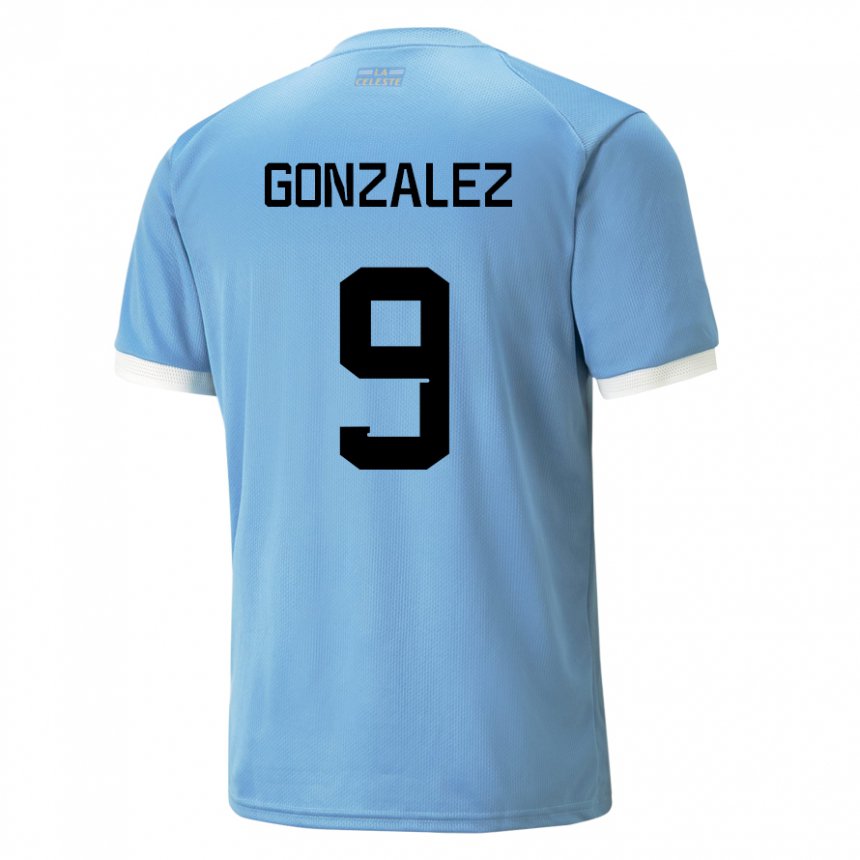 Dame Uruguays Pamela Gonzalez #9 Blå Hjemmetrøye Drakt Trøye 22-24 Skjorter T-skjorte