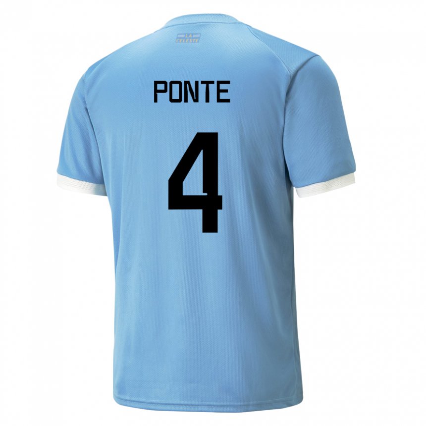 Dame Uruguays Mateo Ponte #4 Blå Hjemmetrøye Drakt Trøye 22-24 Skjorter T-skjorte