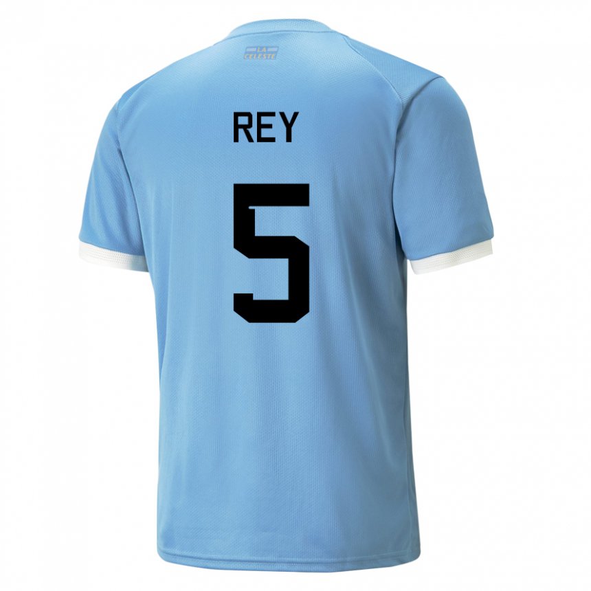 Dame Uruguays Rodrigo Rey #5 Blå Hjemmetrøye Drakt Trøye 22-24 Skjorter T-skjorte