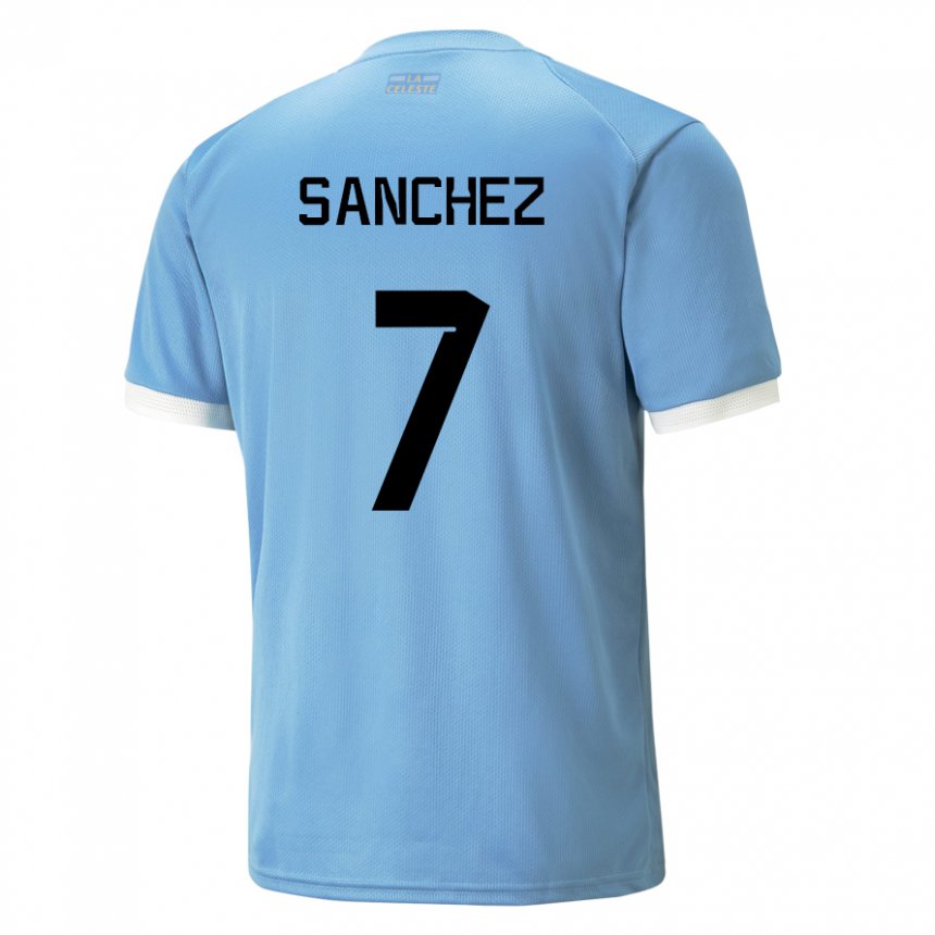 Dame Uruguays Renzo Sanchez #7 Blå Hjemmetrøye Drakt Trøye 22-24 Skjorter T-skjorte