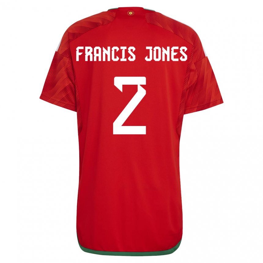 Dame Wales Maria Francis Jones #2 Rød Hjemmetrøye Drakt Trøye 22-24 Skjorter T-skjorte