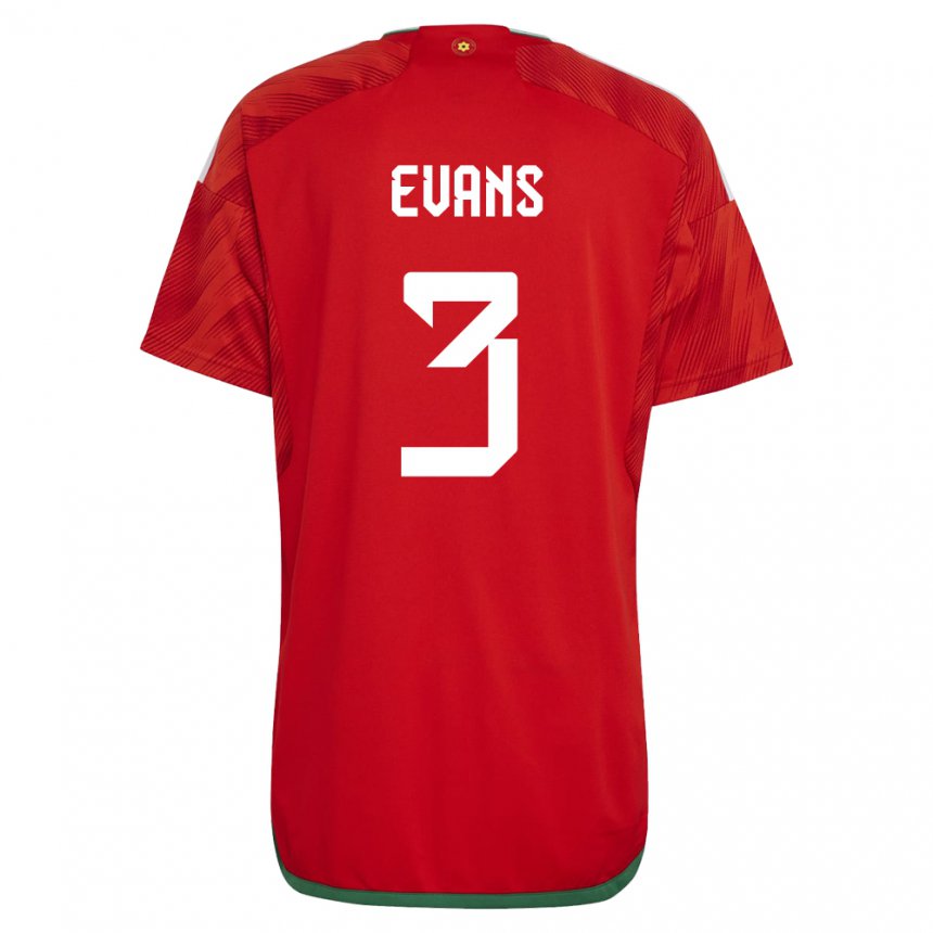 Dame Wales Gemma Evans #3 Rød Hjemmetrøye Drakt Trøye 22-24 Skjorter T-skjorte