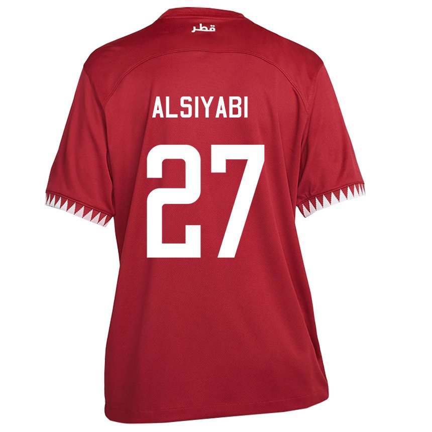 Dame Qatars Nasra Alsiyabi #27 Rødbrun Hjemmetrøye Drakt Trøye 22-24 Skjorter T-skjorte