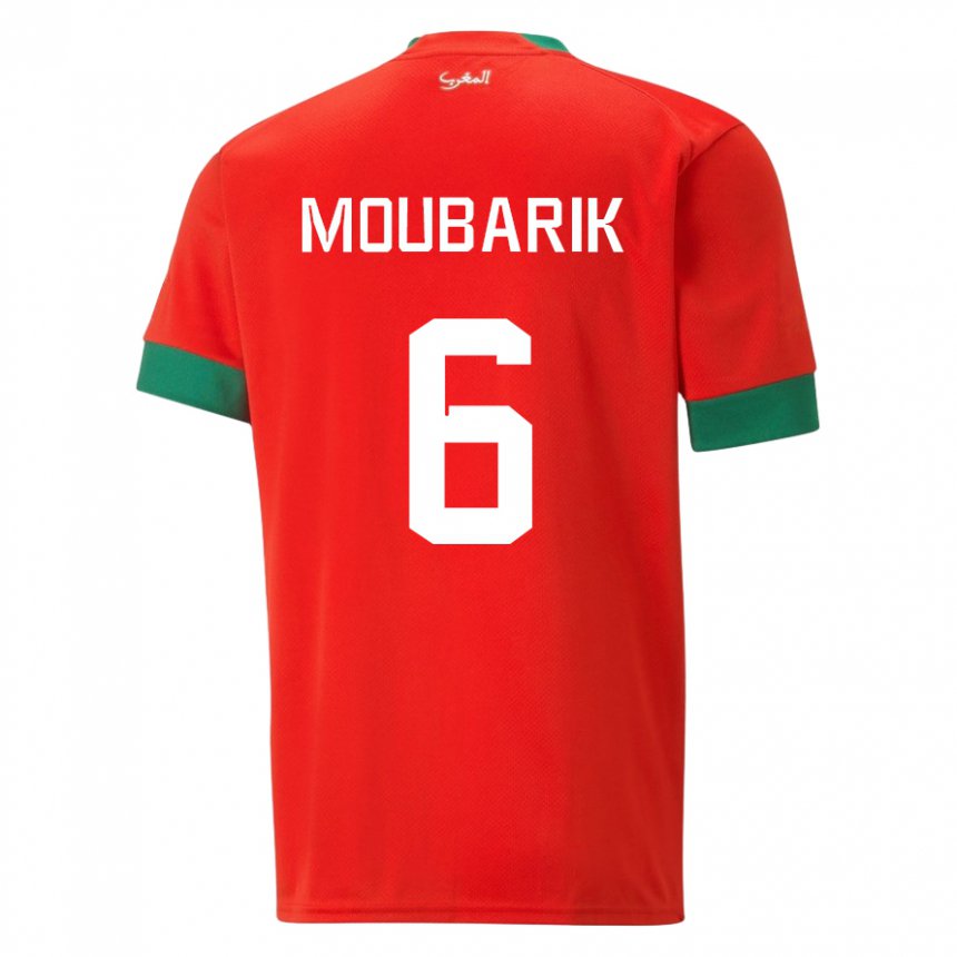 Dame Marokkos El Mehdi Moubarik #6 Rød Hjemmetrøye Drakt Trøye 22-24 Skjorter T-skjorte