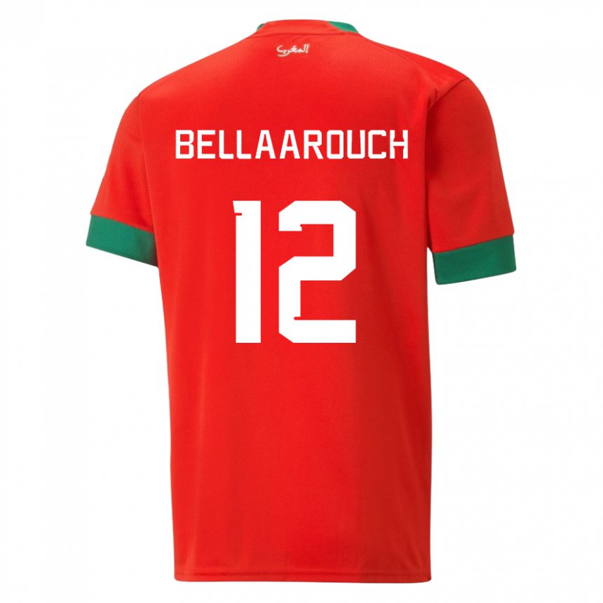 Dame Marokkos Alaa Bellaarouch #12 Rød Hjemmetrøye Drakt Trøye 22-24 Skjorter T-skjorte