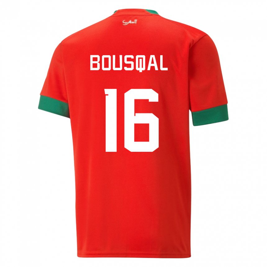Dame Marokkos Hamza Bousqal #16 Rød Hjemmetrøye Drakt Trøye 22-24 Skjorter T-skjorte