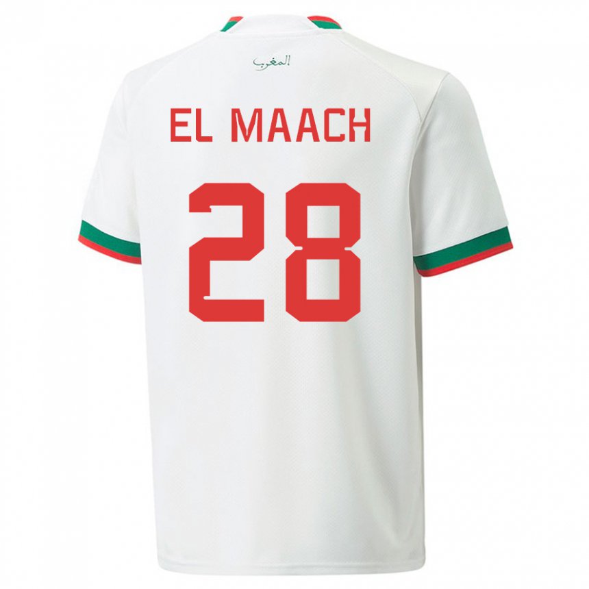 Dame Marokkos Fouad El Maach #28 Hvit Bortetrøye Drakt Trøye 22-24 Skjorter T-skjorte