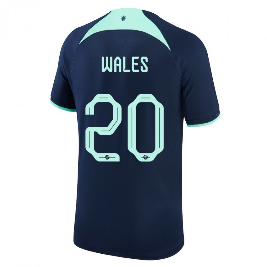 Dame Australias Lachlan Wales #20 Mørke Blå Bortetrøye Drakt Trøye 22-24 Skjorter T-skjorte
