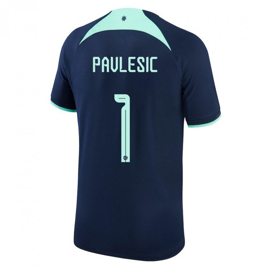 Dame Australias Adam Pavlesic #1 Mørke Blå Bortetrøye Drakt Trøye 22-24 Skjorter T-skjorte