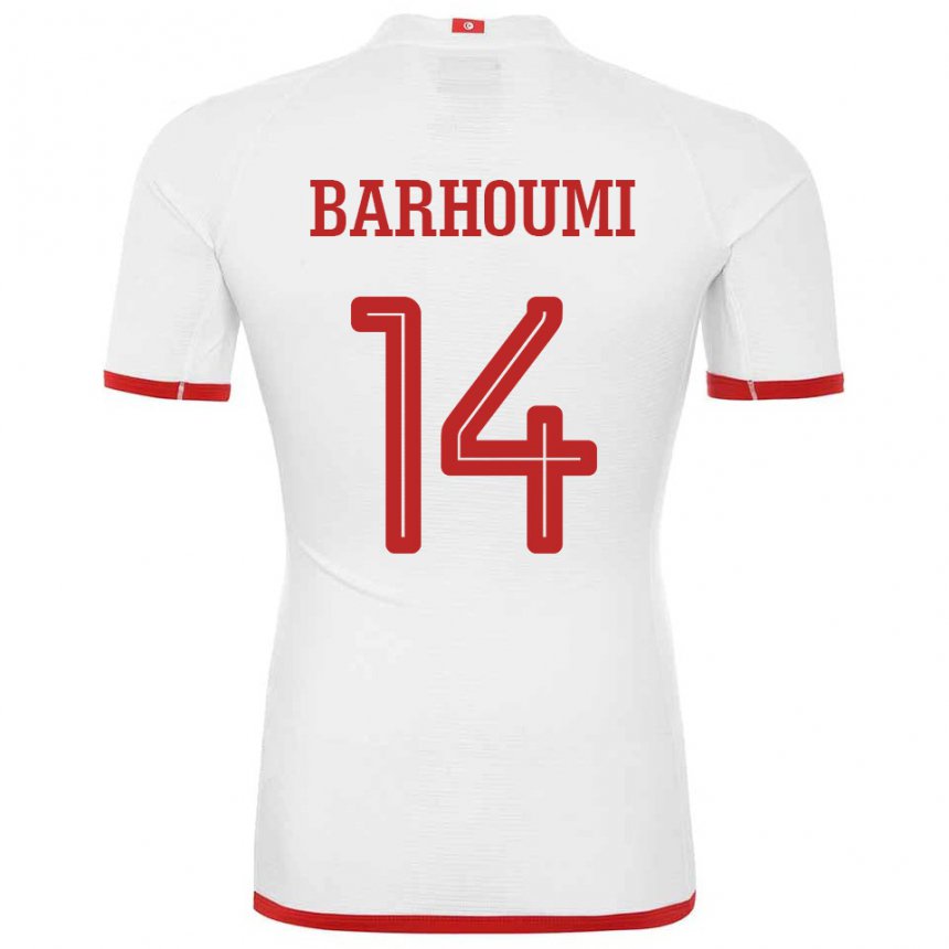 Dame Tunisias Salah Barhoumi #14 Hvit Bortetrøye Drakt Trøye 22-24 Skjorter T-skjorte