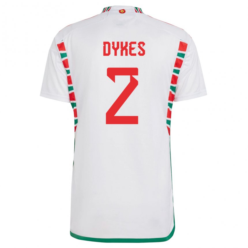 Dame Wales Loren Dykes #2 Hvit Bortetrøye Drakt Trøye 22-24 Skjorter T-skjorte