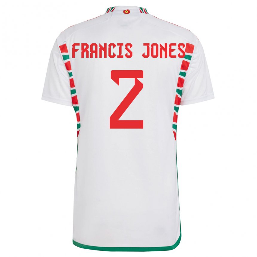 Dame Wales Maria Francis Jones #2 Hvit Bortetrøye Drakt Trøye 22-24 Skjorter T-skjorte