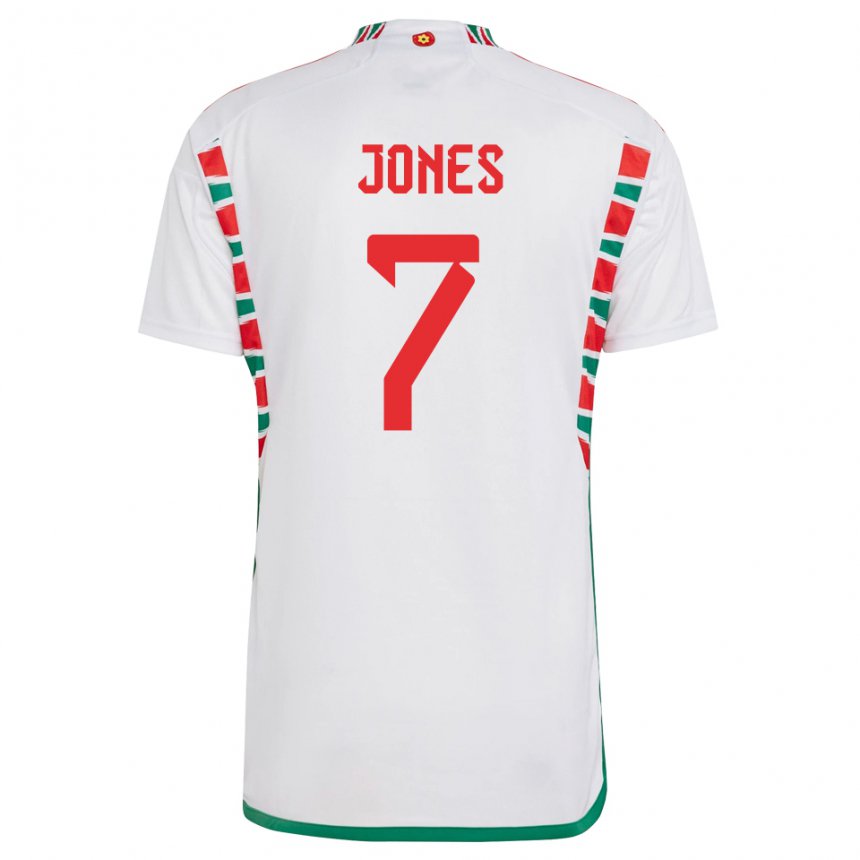 Dame Wales Emma Jones #7 Hvit Bortetrøye Drakt Trøye 22-24 Skjorter T-skjorte