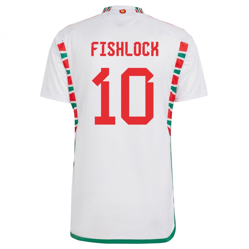Dame Wales Jessica Fishlock #10 Hvit Bortetrøye Drakt Trøye 22-24 Skjorter T-skjorte