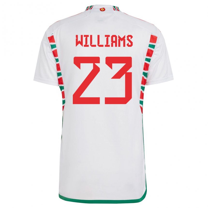 Dame Wales Chloe Williams #23 Hvit Bortetrøye Drakt Trøye 22-24 Skjorter T-skjorte