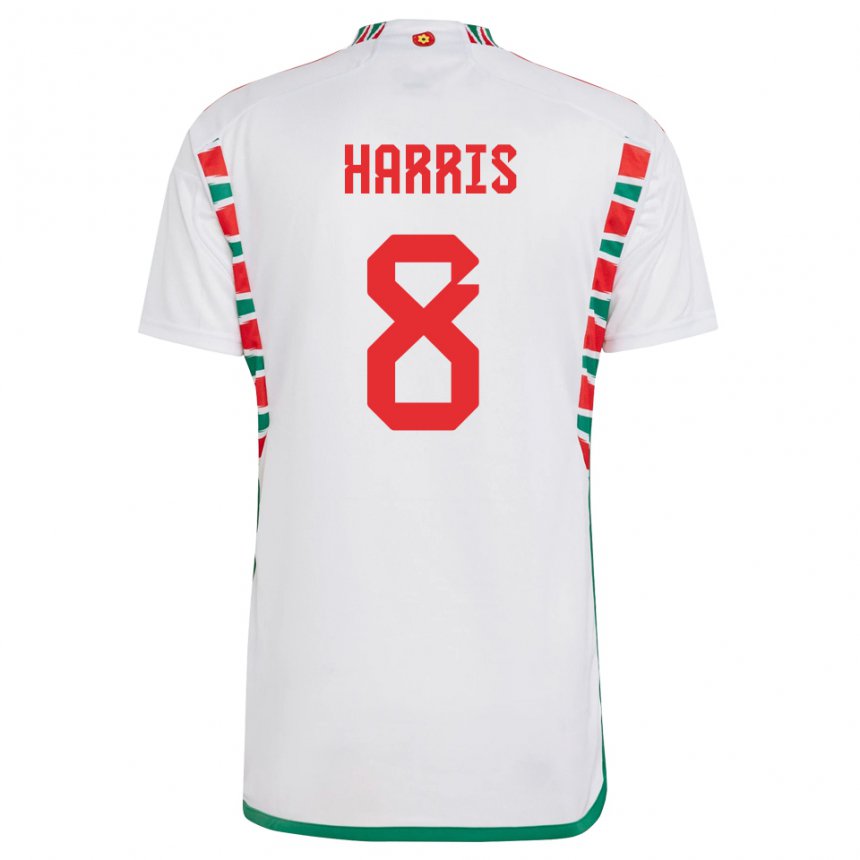 Dame Wales Luke Harris #8 Hvit Bortetrøye Drakt Trøye 22-24 Skjorter T-skjorte