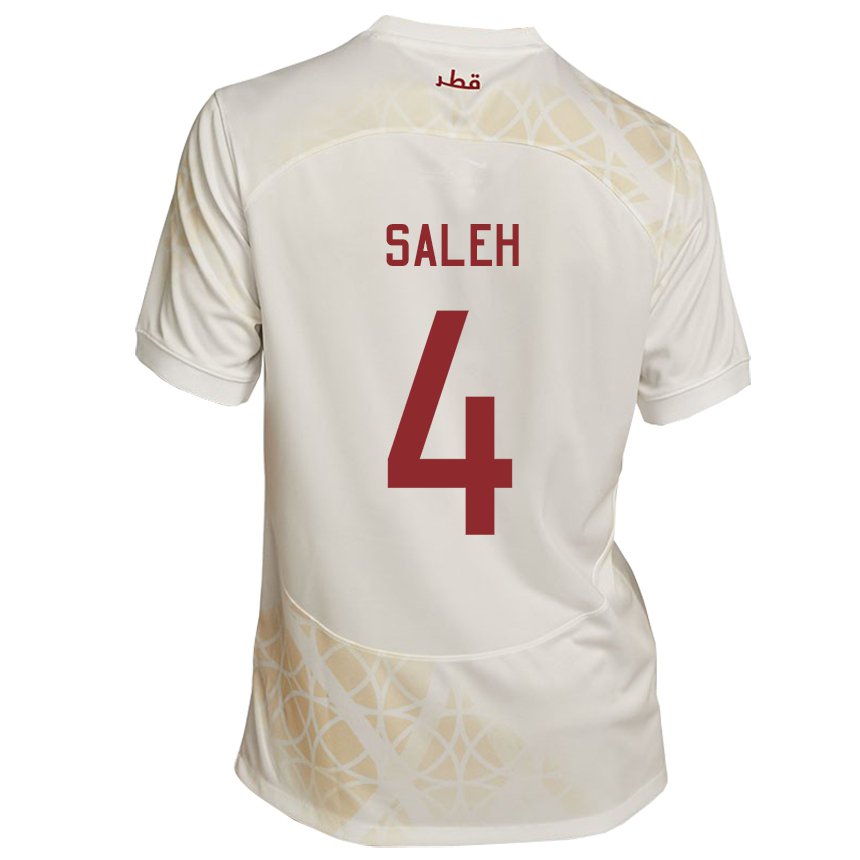 Dame Qatars Hagar Saleh #4 Gull Beige Bortetrøye Drakt Trøye 22-24 Skjorter T-skjorte