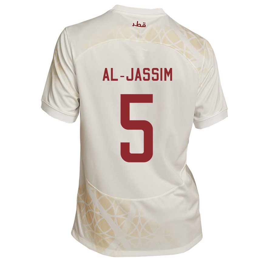 Dame Qatars Dana Al Jassim #5 Gull Beige Bortetrøye Drakt Trøye 22-24 Skjorter T-skjorte