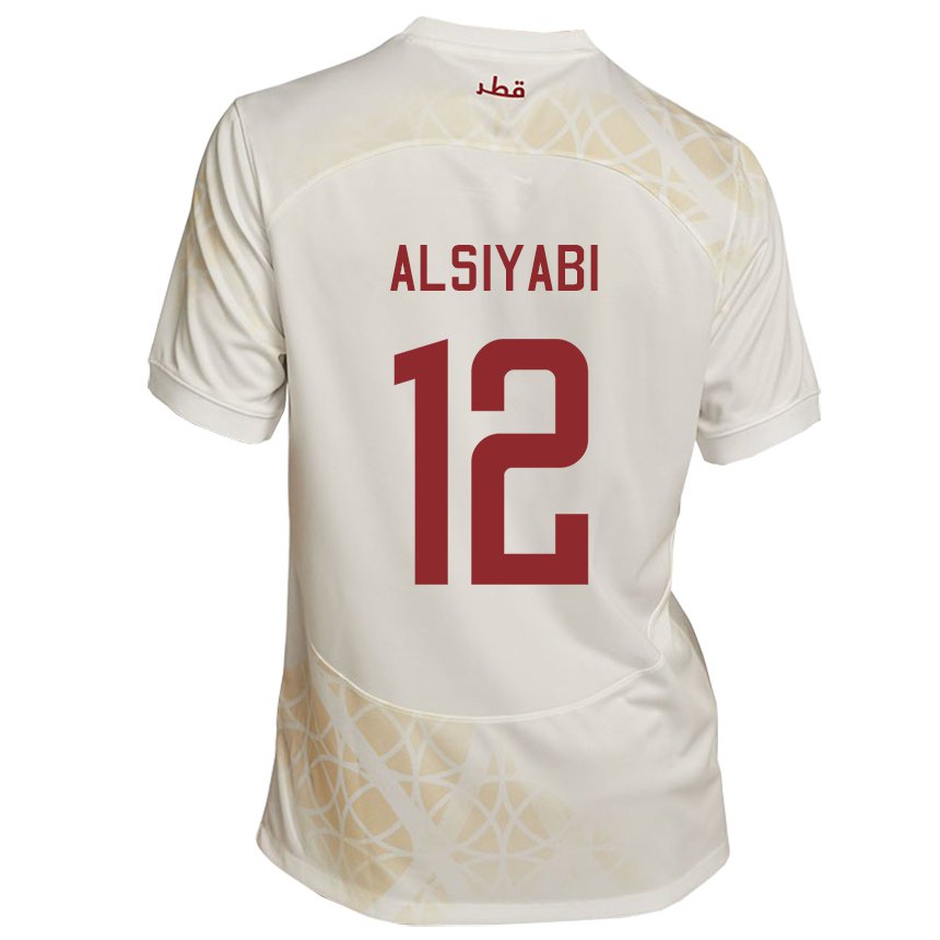 Dame Qatars Shaima Alsiyabi #12 Gull Beige Bortetrøye Drakt Trøye 22-24 Skjorter T-skjorte