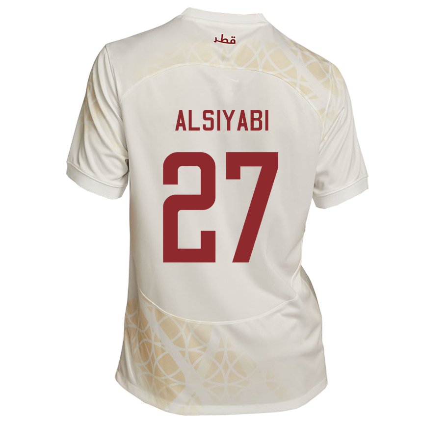 Dame Qatars Nasra Alsiyabi #27 Gull Beige Bortetrøye Drakt Trøye 22-24 Skjorter T-skjorte