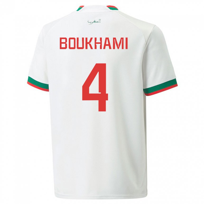 Dame Marokkos Siham Boukhami #4 Hvit Bortetrøye Drakt Trøye 22-24 Skjorter T-skjorte