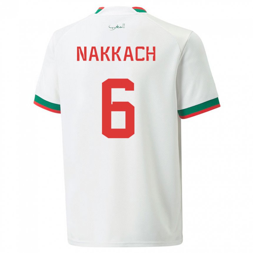 Dame Marokkos Elodie Nakkach #6 Hvit Bortetrøye Drakt Trøye 22-24 Skjorter T-skjorte