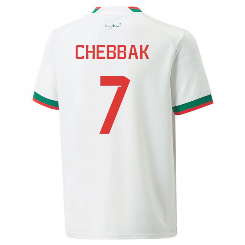 Dame Marokkos Ghizlane Chebbak #7 Hvit Bortetrøye Drakt Trøye 22-24 Skjorter T-skjorte