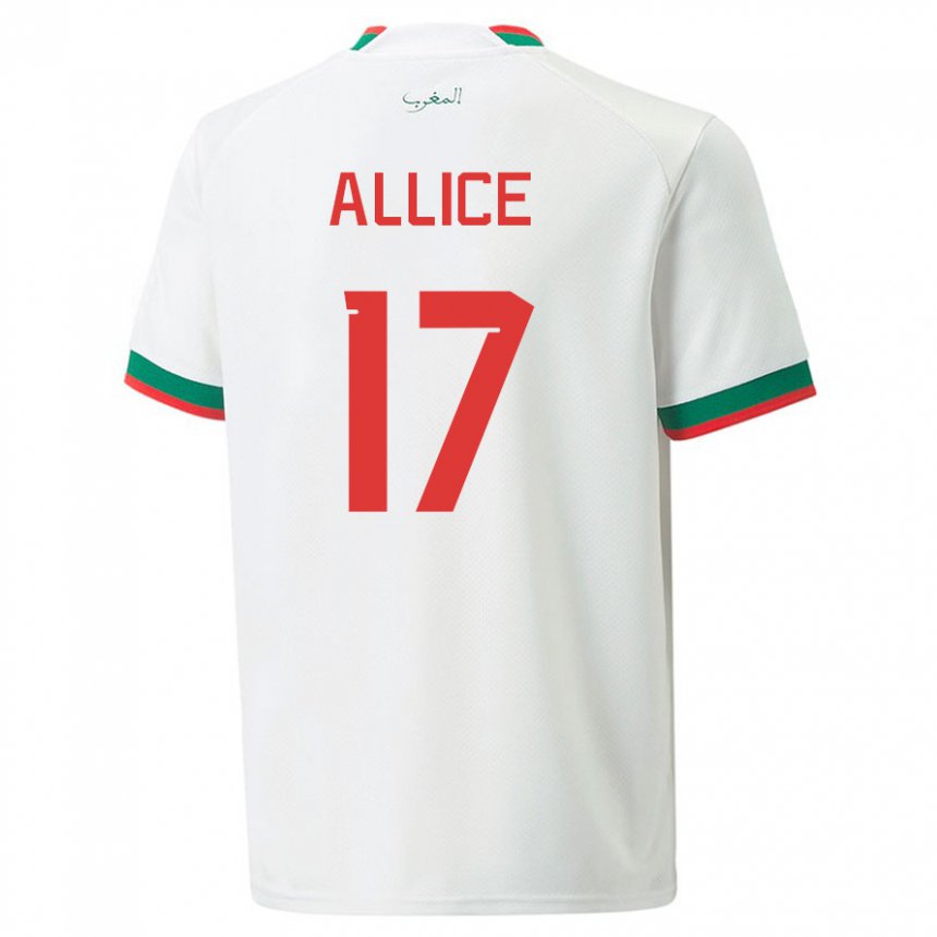 Dame Marokkos Eva Allice #17 Hvit Bortetrøye Drakt Trøye 22-24 Skjorter T-skjorte