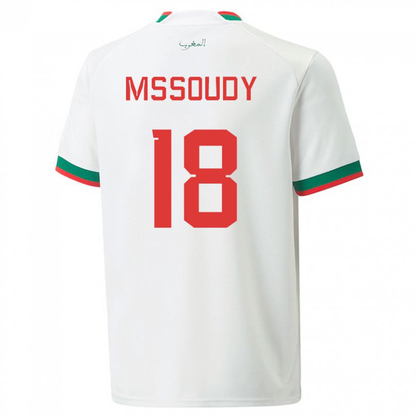 Dame Marokkos Sanaa Mssoudy #18 Hvit Bortetrøye Drakt Trøye 22-24 Skjorter T-skjorte
