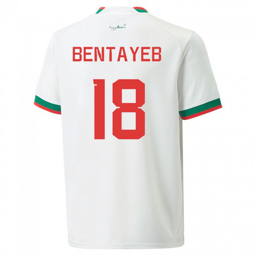 Dame Marokkos Tawfik Bentayeb #18 Hvit Bortetrøye Drakt Trøye 22-24 Skjorter T-skjorte