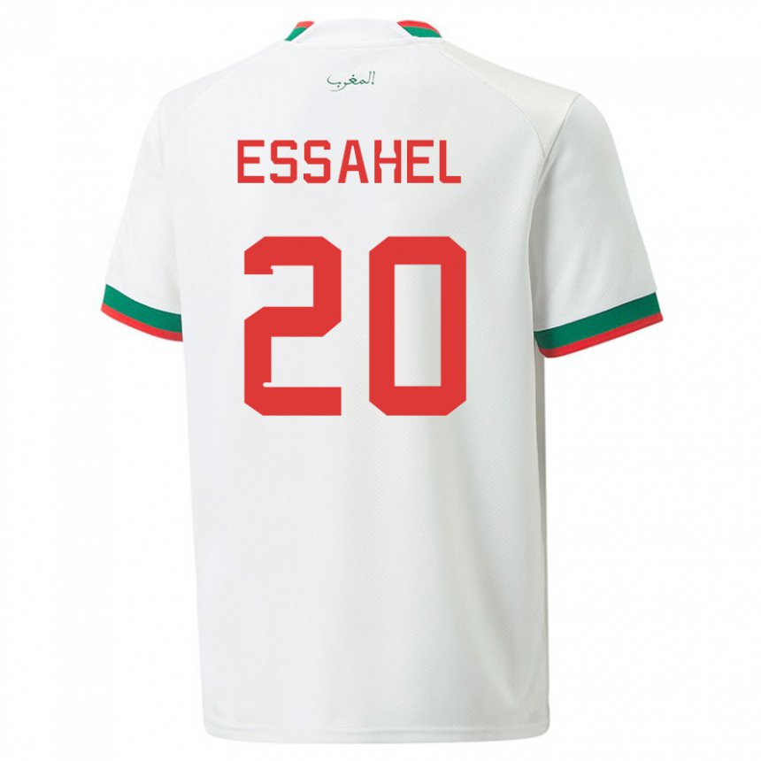 Dame Marokkos Mohammed Amine Essahel #20 Hvit Bortetrøye Drakt Trøye 22-24 Skjorter T-skjorte