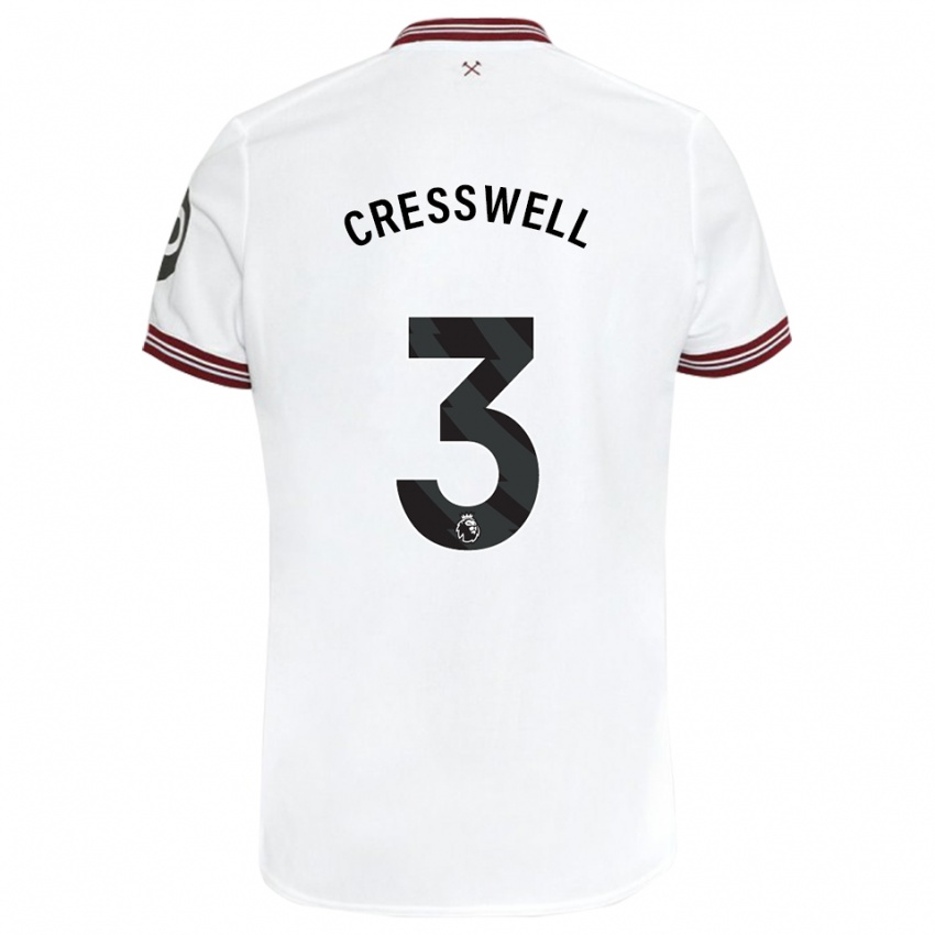 Barn Aaron Cresswell #3 Hvit Bortetrøye Drakt Trøye 2023/24 Skjorter T-Skjorte