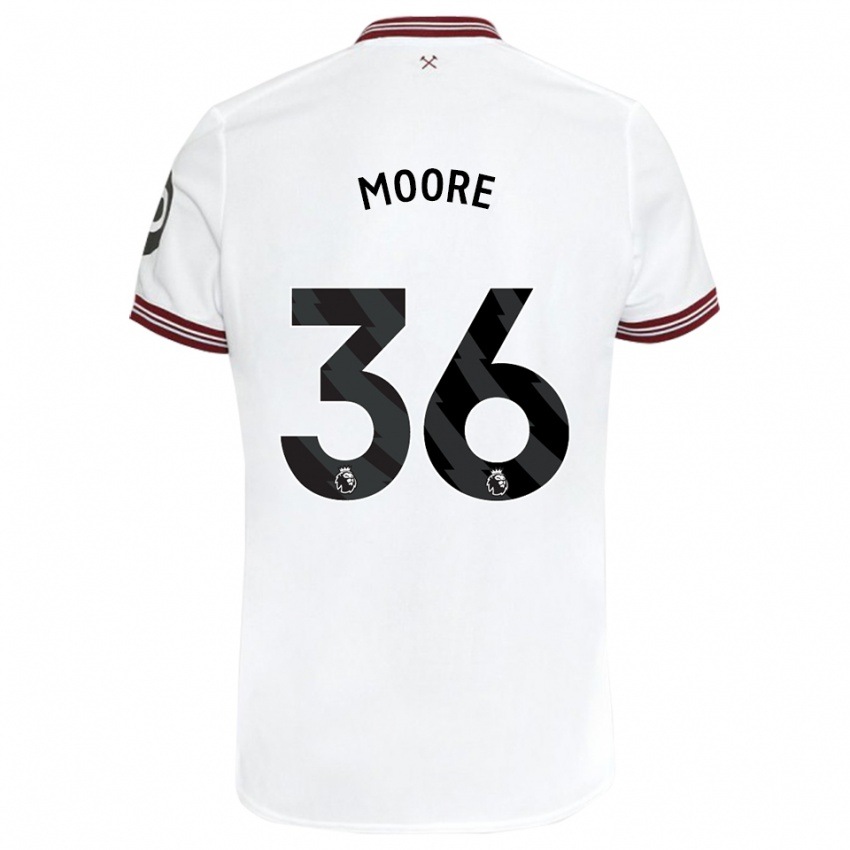 Barn Sean Moore #36 Hvit Bortetrøye Drakt Trøye 2023/24 Skjorter T-Skjorte