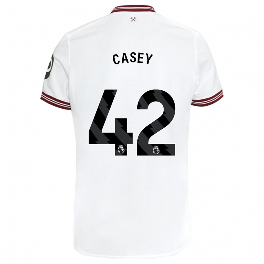 Barn Kaelan Casey #42 Hvit Bortetrøye Drakt Trøye 2023/24 Skjorter T-Skjorte