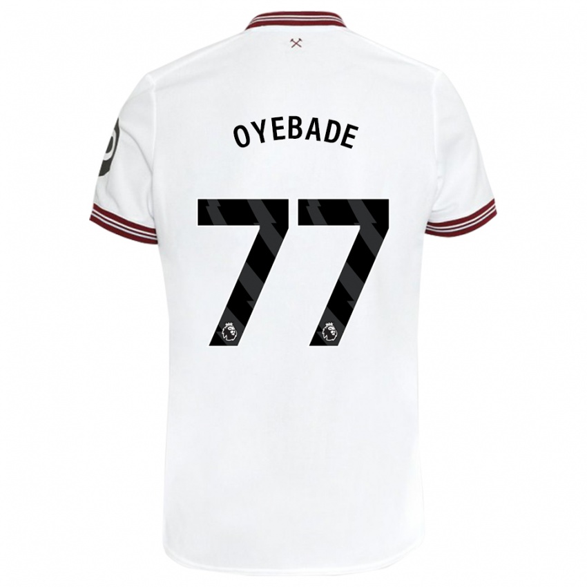 Barn Rayan Oyebade #77 Hvit Bortetrøye Drakt Trøye 2023/24 Skjorter T-Skjorte