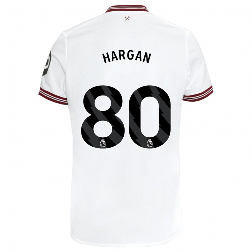 Barn Riley Hargan #80 Hvit Bortetrøye Drakt Trøye 2023/24 Skjorter T-Skjorte