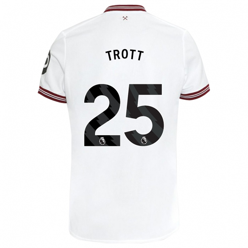 Barn Nathan Trott #25 Hvit Bortetrøye Drakt Trøye 2023/24 Skjorter T-Skjorte