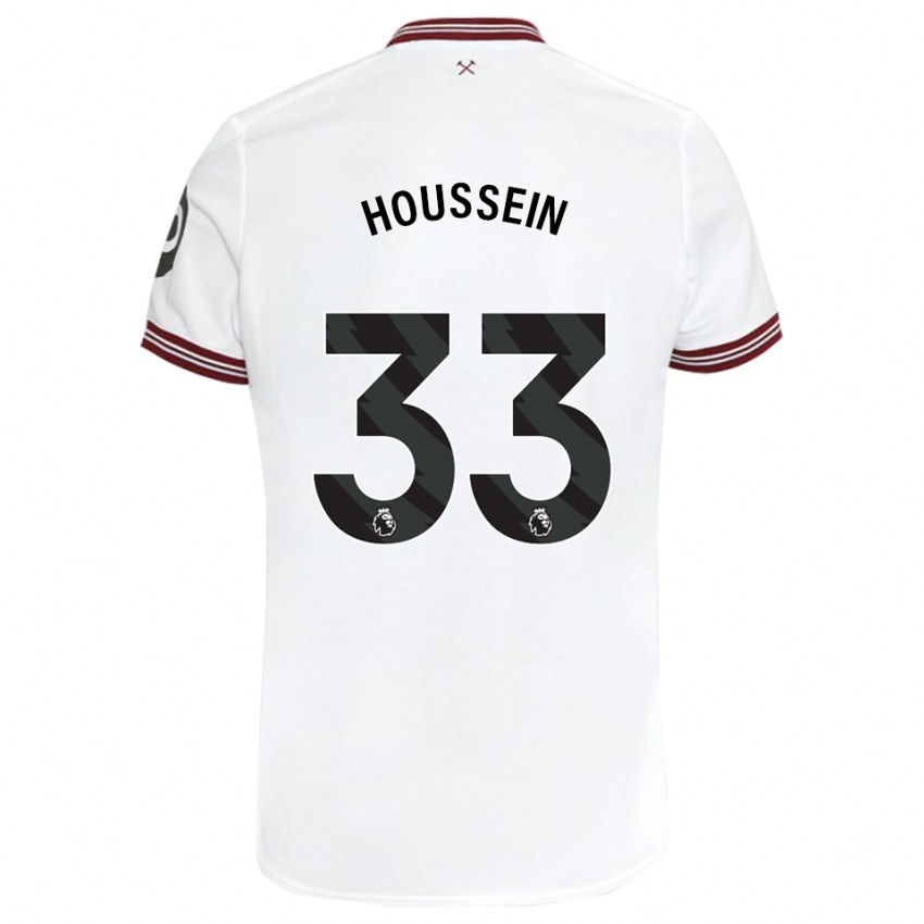 Barn Halle Houssein #33 Hvit Bortetrøye Drakt Trøye 2023/24 Skjorter T-Skjorte